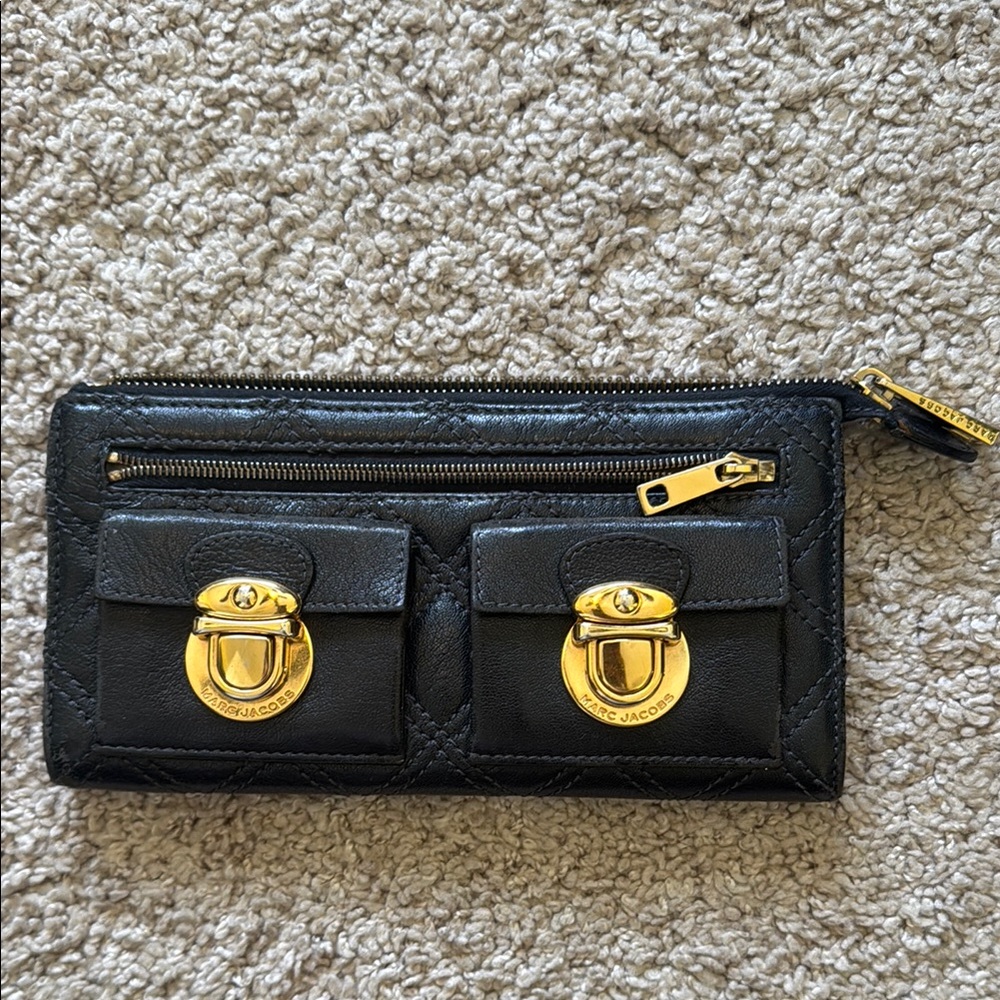 Marc Jacobs Black Wallet with Gold Hardware
